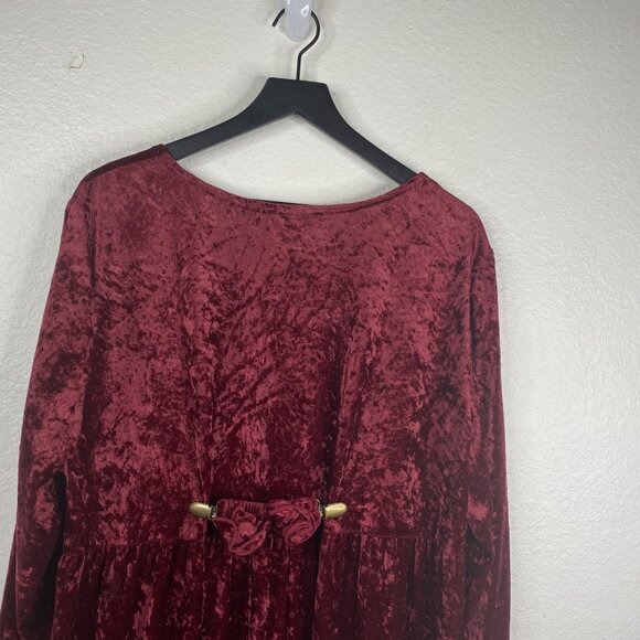 Vintage All That Jazz Womens Crushed Velvet Whimsigoth Vamp Dress Burgundy Sz 18 - Picture 8 of 10